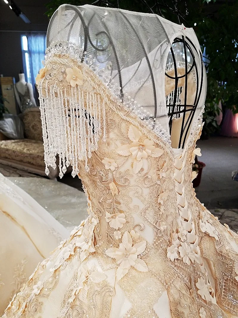 Новый стиль 2018 длинное вечернее платье цвета шампань светильник кружевное с