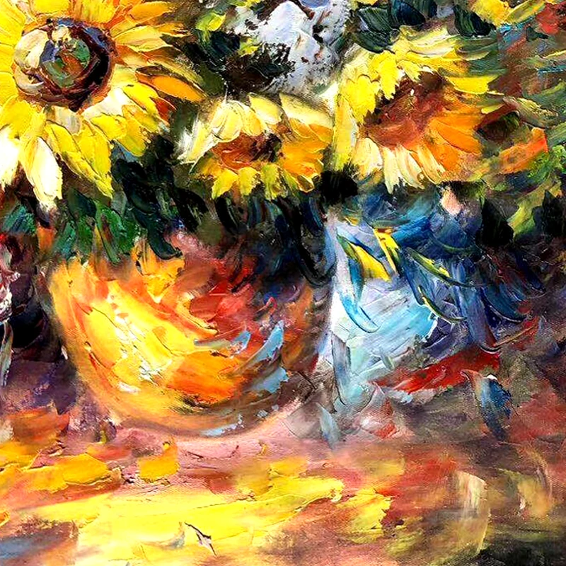 100% ручная роспись абстрактный Подсолнух искусство Масляная живопись на холсте