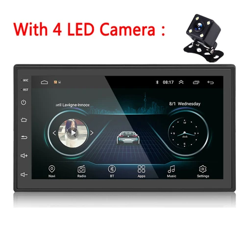Hikity Android 2din автомобильный навигационный GPS радиоприемник мультимедиа вайфай MP5 плеер авторадио 2 Din 7 ''сенсорный экран Bluetooth FM аудио стерео - Цвет: With 4 LED Camera