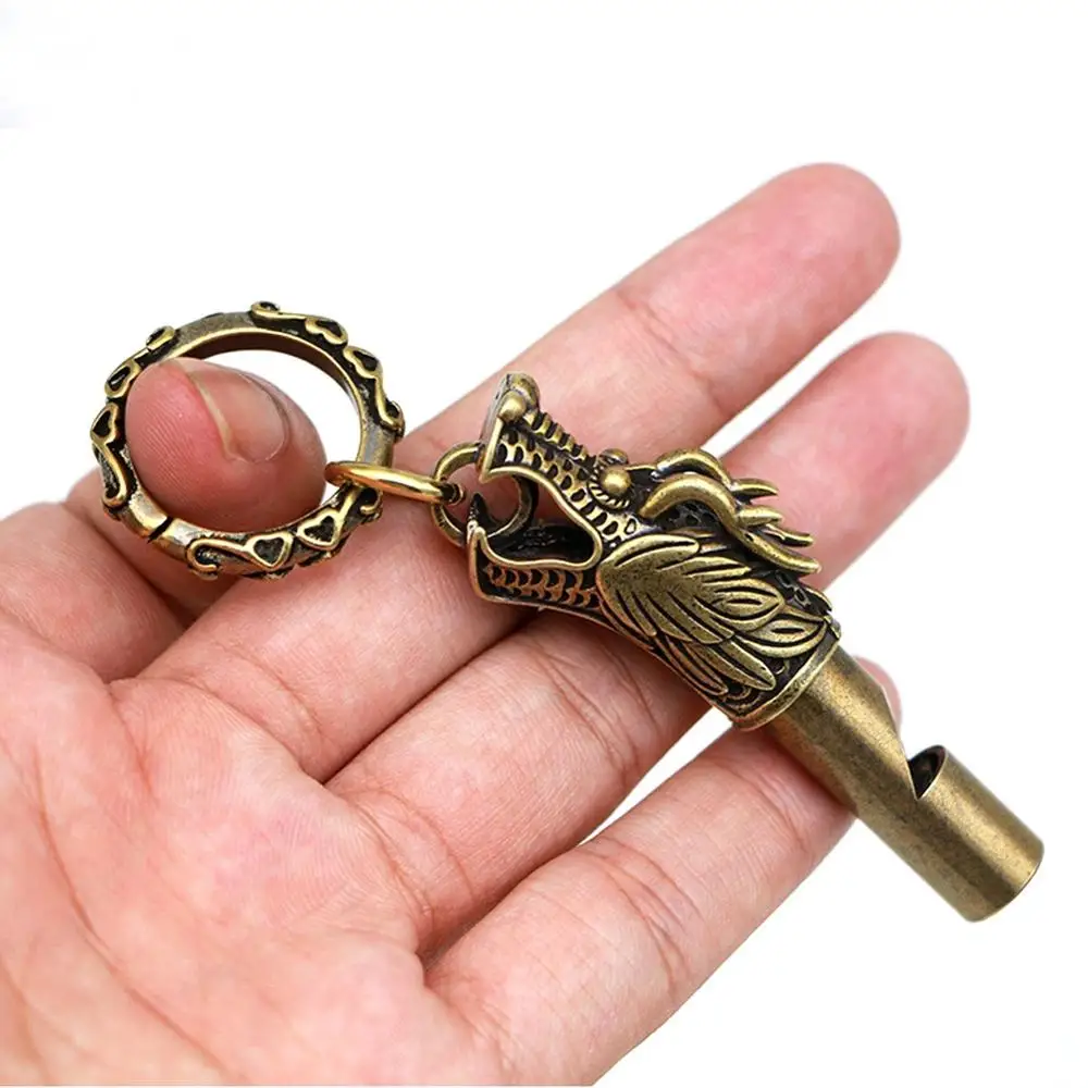 

Portable Brass Dragon Statue Pattern Emergency Whistle High Decibel EDC tool Whistle camping equipment Safety & Survival