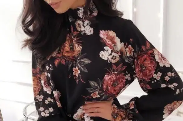 Женская шифоновая блузка с длинным рукавом Элегантная Модная элегантная офисная