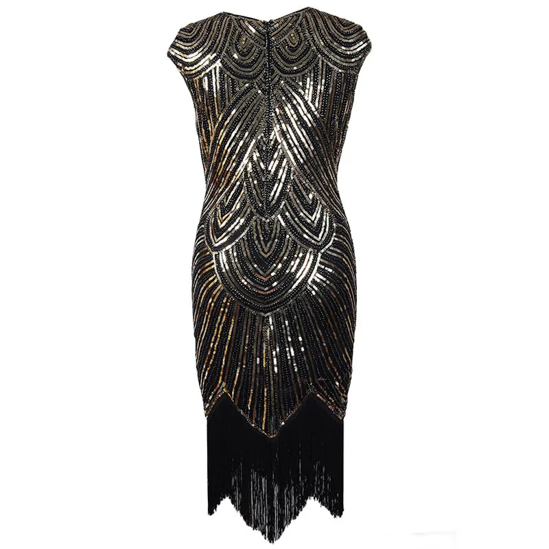 Женское платье с коротким рукавом Ретро стиль миди вечерние кисточками 1920 s