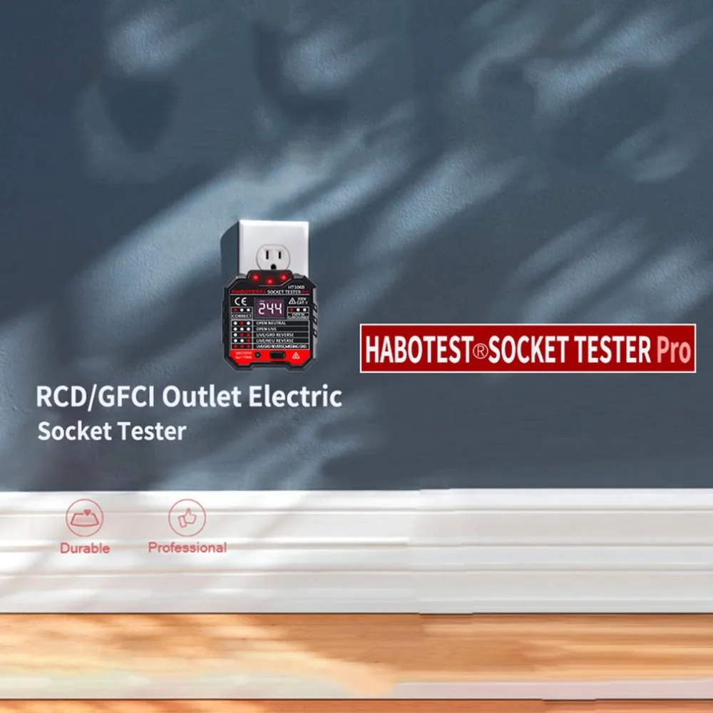 HABOTEST GFCI тестер на выходе 48-250 В розетка питания автоматическая электрическая схема полярности детектор напряжения настенная вилка выключатель искатель