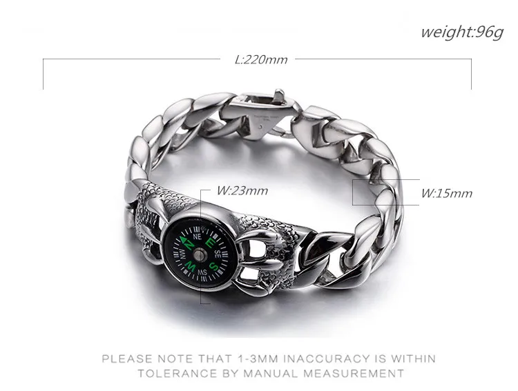 Syboer Браслет Компас Открытый нержавеющей стали pulsera hombre браслеты дружбы Мужчины