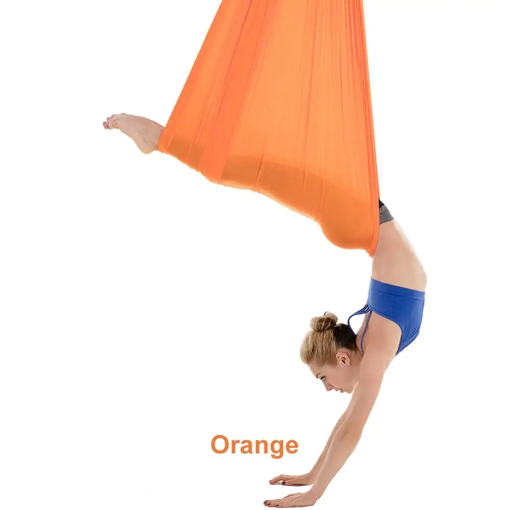 11-Orange Растягивающиеся ремни для фитнеса и йоги, 4*2,8 м, 16 цветов, Антигравитационные, воздушные, для йоги, качающиеся, инверсии, гамак с удлинительным поясом 1 м - Цвет: 11-Orange