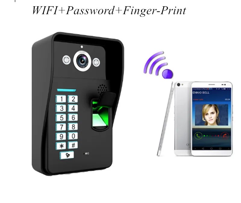 720p WIFI/Password/ID Card/Finger-print Wireless Video Door Phone Intercom Doorbell | Безопасность и защита