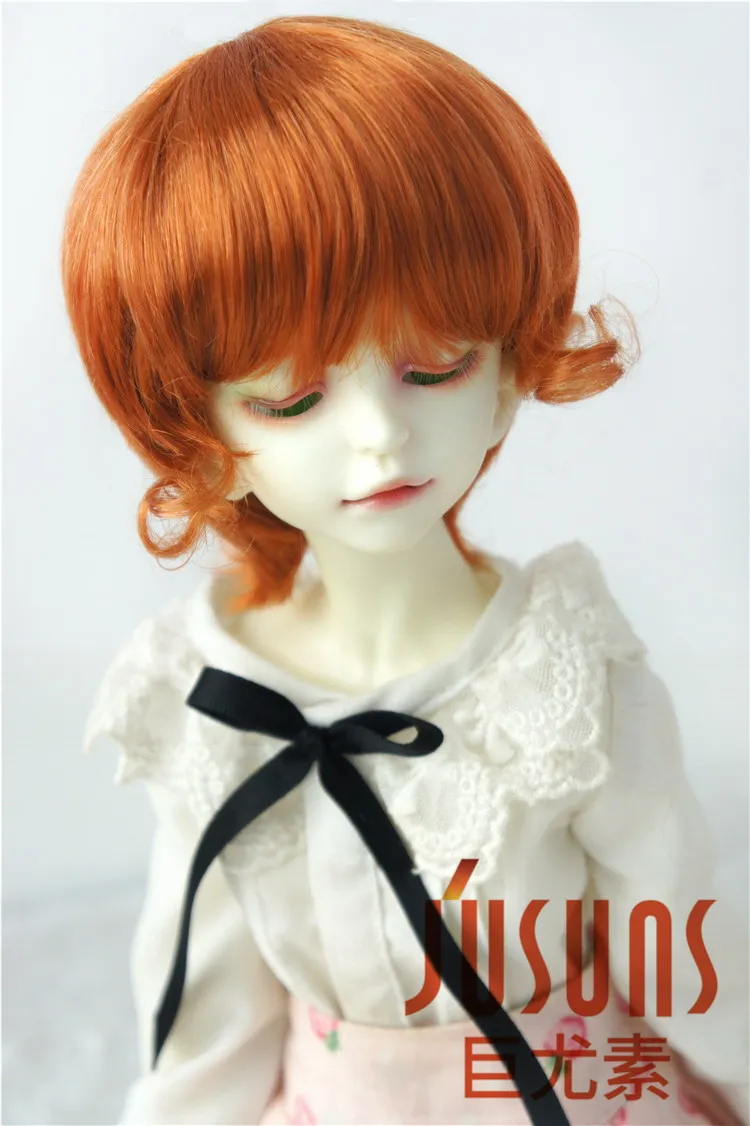 JD459 1/6 1/4 1/3 модные короткие парики BJD для YOSD MSD SD синтетический мохеровый парик Размер 6-7 дюймов 7-8 дюймов 8-9 дюймов кукольные волосы - Цвет: 7-8inch lightcarrot