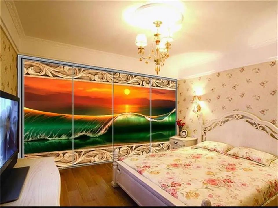 3d фотообои на заказ обои для гостиной заката моря картина диван ТВ фон нетканые