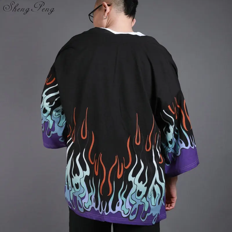 Japanese kimono cardigan men Japan clothing shirt male yukata traditional japanese kimonos Q675 | Тематическая одежда и