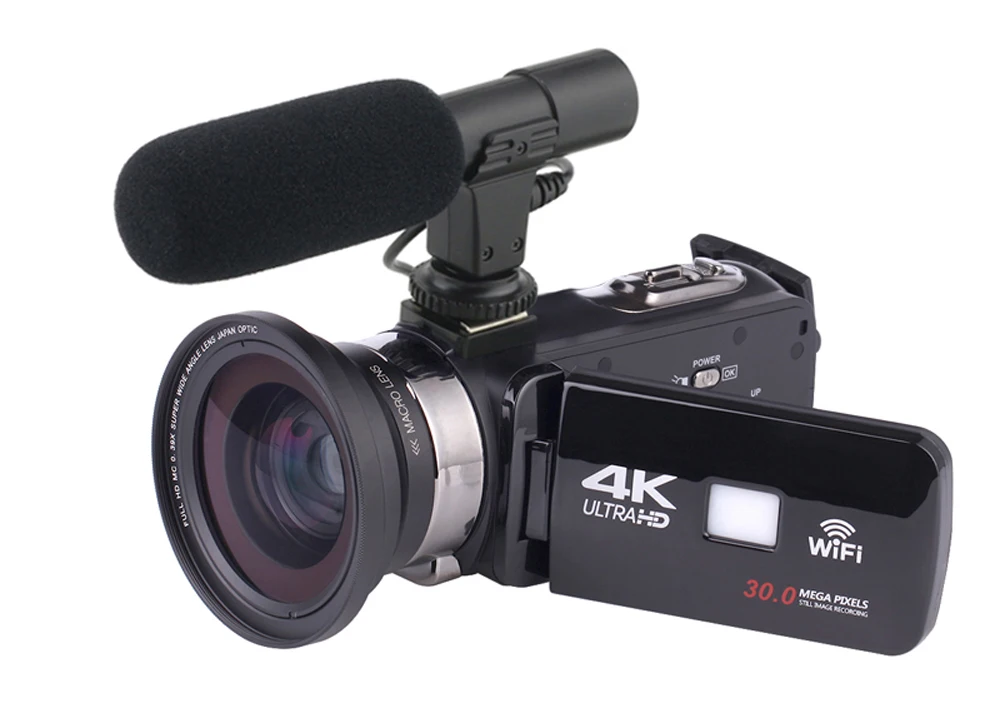 KOMERY 4K видеокамера с поддержкой Wi-Fi и функцией ночной съемки камера с покадровым видео 3,0 дюймов HD камера с сенсорным экраном