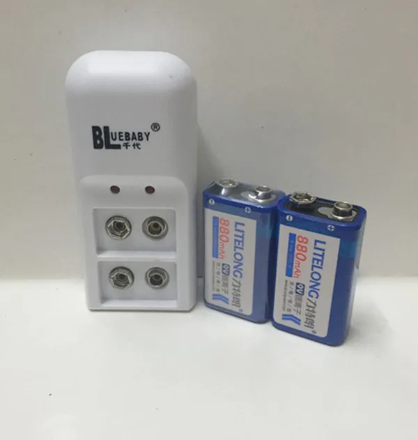 2 литиевых аккумулятора LITELONG 9 В 880 мАч слота|battery charger|rechargeable batterycharger brand |