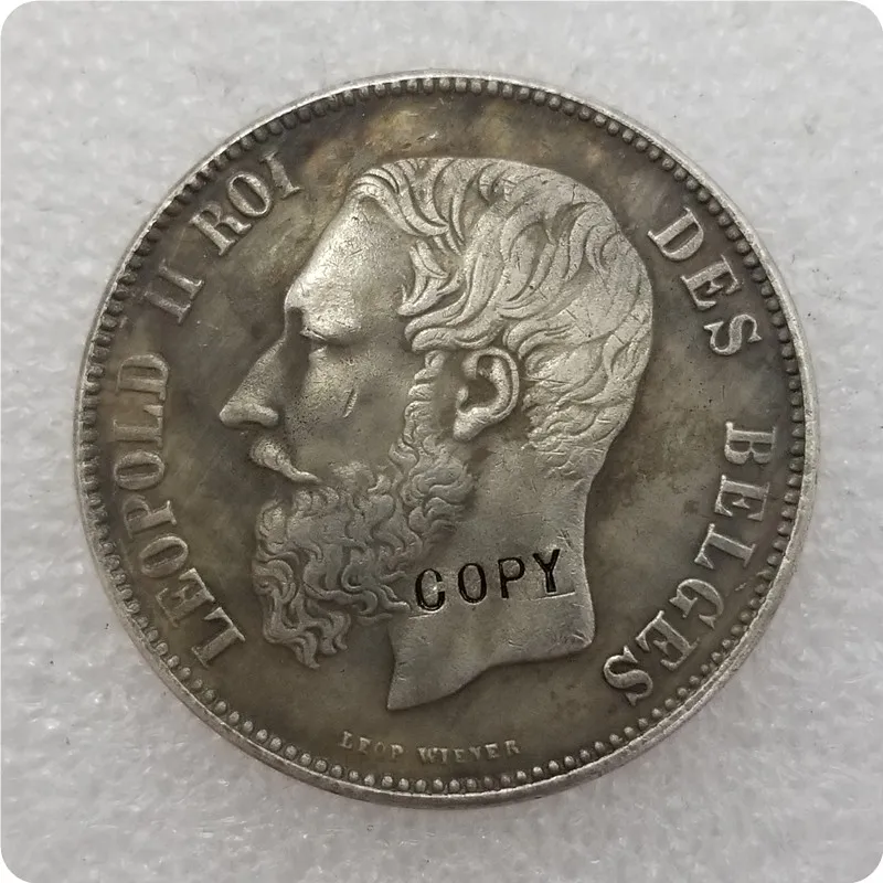 1866 Бельгия 5 франков монета км #24 копия памятные монеты монет медаль
