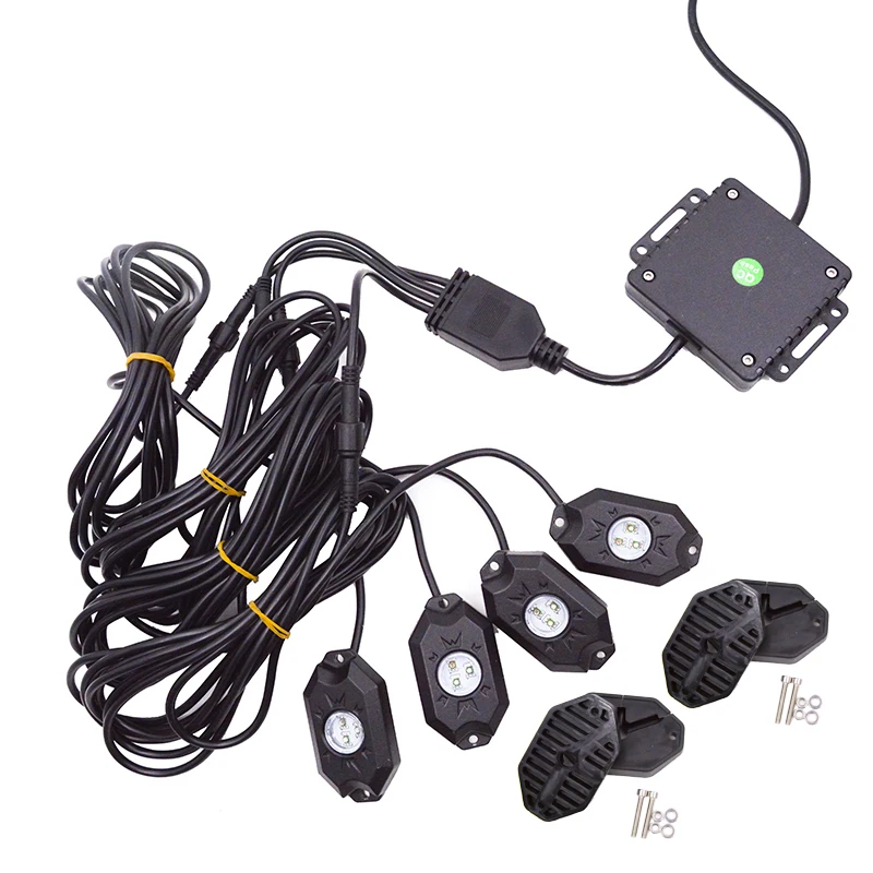 4 шт. музыкальный мини Bluetooth RGB светильник рок-свет DRL с чипом Cree для Jeep Wrangler