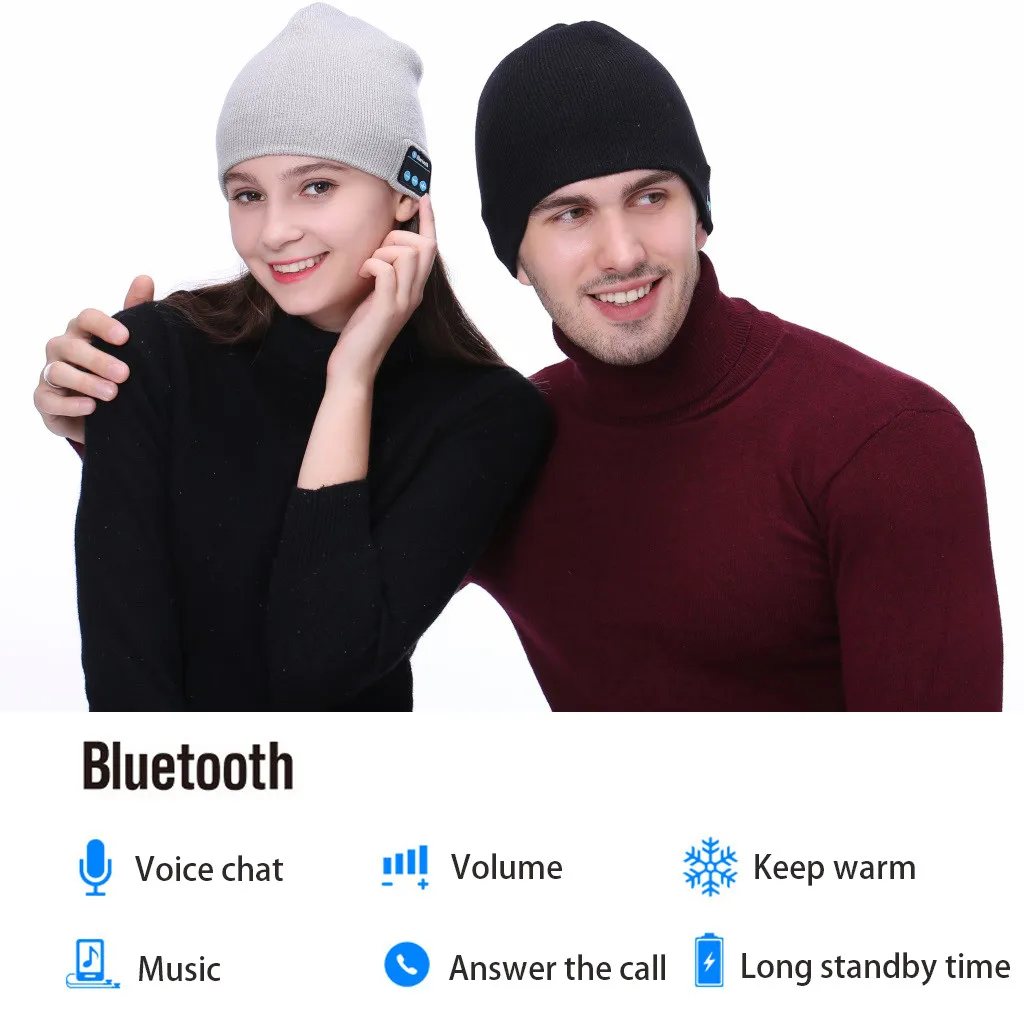 Новые зимние шапки для женщин и мужчин музыкальная Bluetooth шляпка с стерео наушники гарнитура динамик беспроводная теплая круглая Лыжная кепка хип хоп