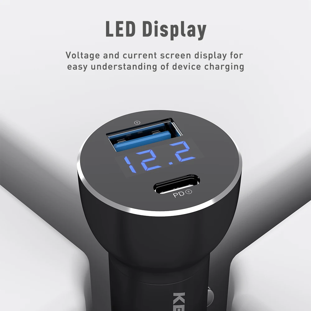 KEYSION Dual USB PD быстрое автомобильное зарядное устройство для iPhone XS Max XR X 8P QC 3 0 Samsung