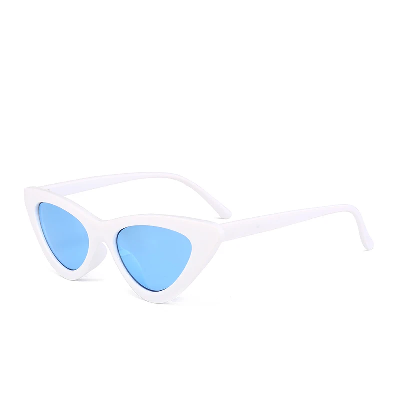 White Blue Новые модные милые сексуальные женские солнцезащитные очки кошачий глаз, Женские винтажные брендовые маленькие солнцезащитные очки, женские солнцезащитные очки UV400 - Цвет линз: White Blue