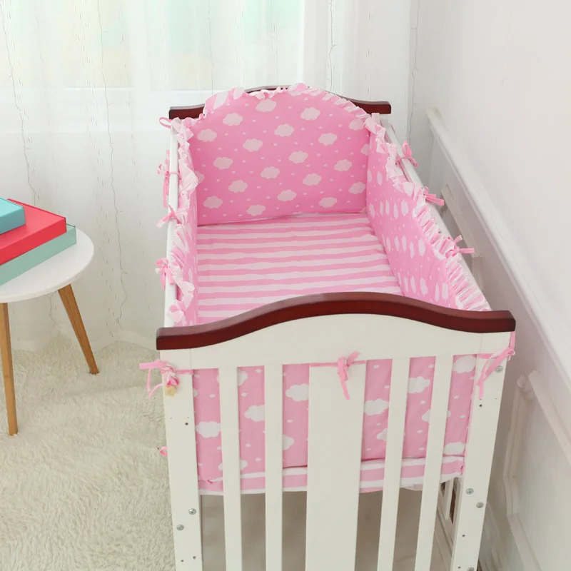 Новинка 2017 года комплект из 5 предметов белая хлопковая накладка на кроватку со