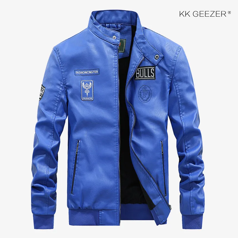 Motorcycle Leather Jacket Men Autumn Casual Warm Fleece High Quality Black Business Stand Collar Bomber Camp Classic Coat | Мужская