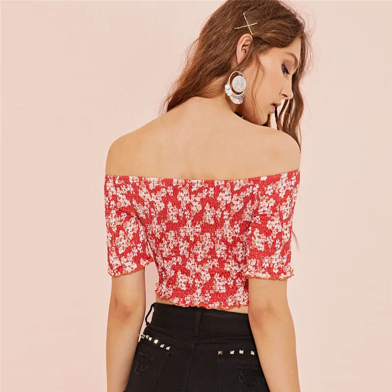 IUURANUS Fashion Bohemia Summer Blouse Off Shoulder Short Sleeve Floral Printing Bandage Backless Beach | Женская одежда