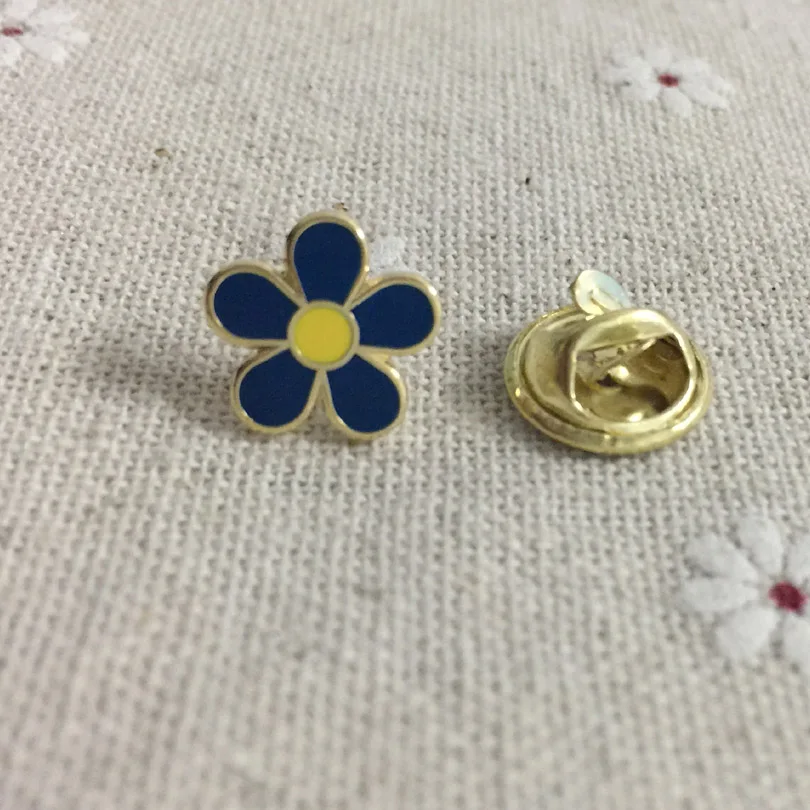 Броши с синими цветами эмалированные булавки элегантные маленького размера