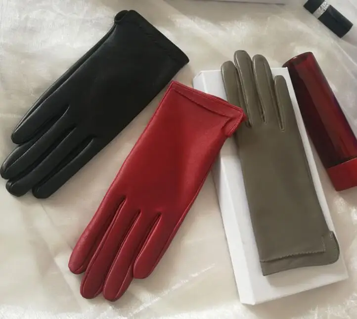Женские осенне зимние Утепленные перчатки из натуральной кожи женские короткие