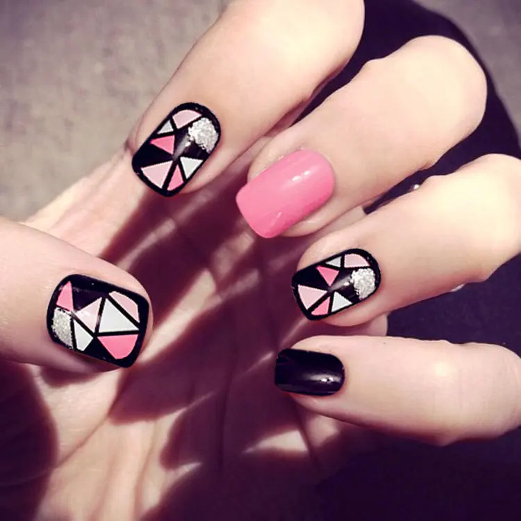 24 шт акриловые бусины розовые накладные ногти советы модные короткие искусство с