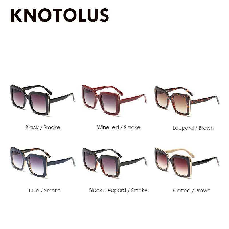 Knotolus 2019 квадратные женские Солнцезащитные очки Модные оттенки UV400 Винтаж Мужские
