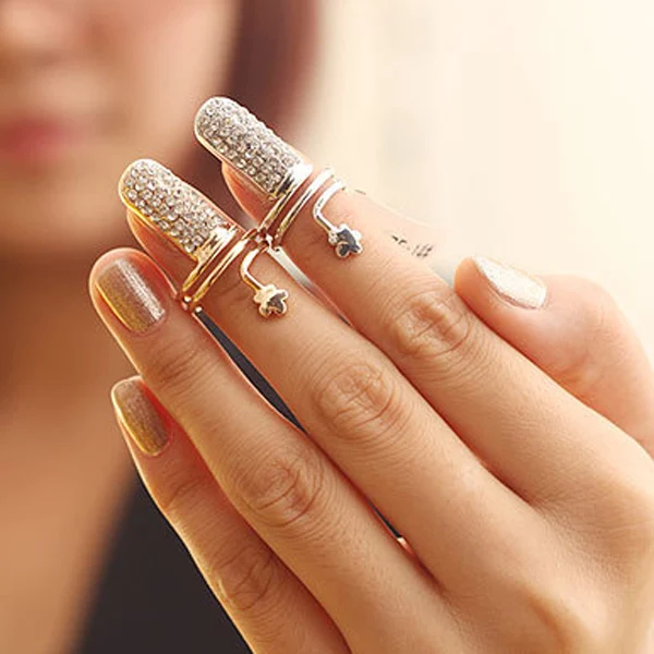 LNRRABC кольца для ногтей из искусственного шелка с серебряным кольцом полный