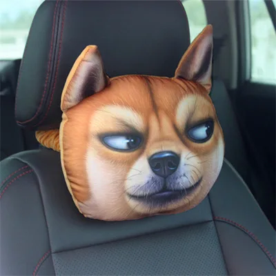 CHIZIYO 3D Кошка Собака Панда Кролик Печать животные голова автомобиля чехлы для сидений шеи отдыха плюшевые подушки безопасности Подголовник без наполнения