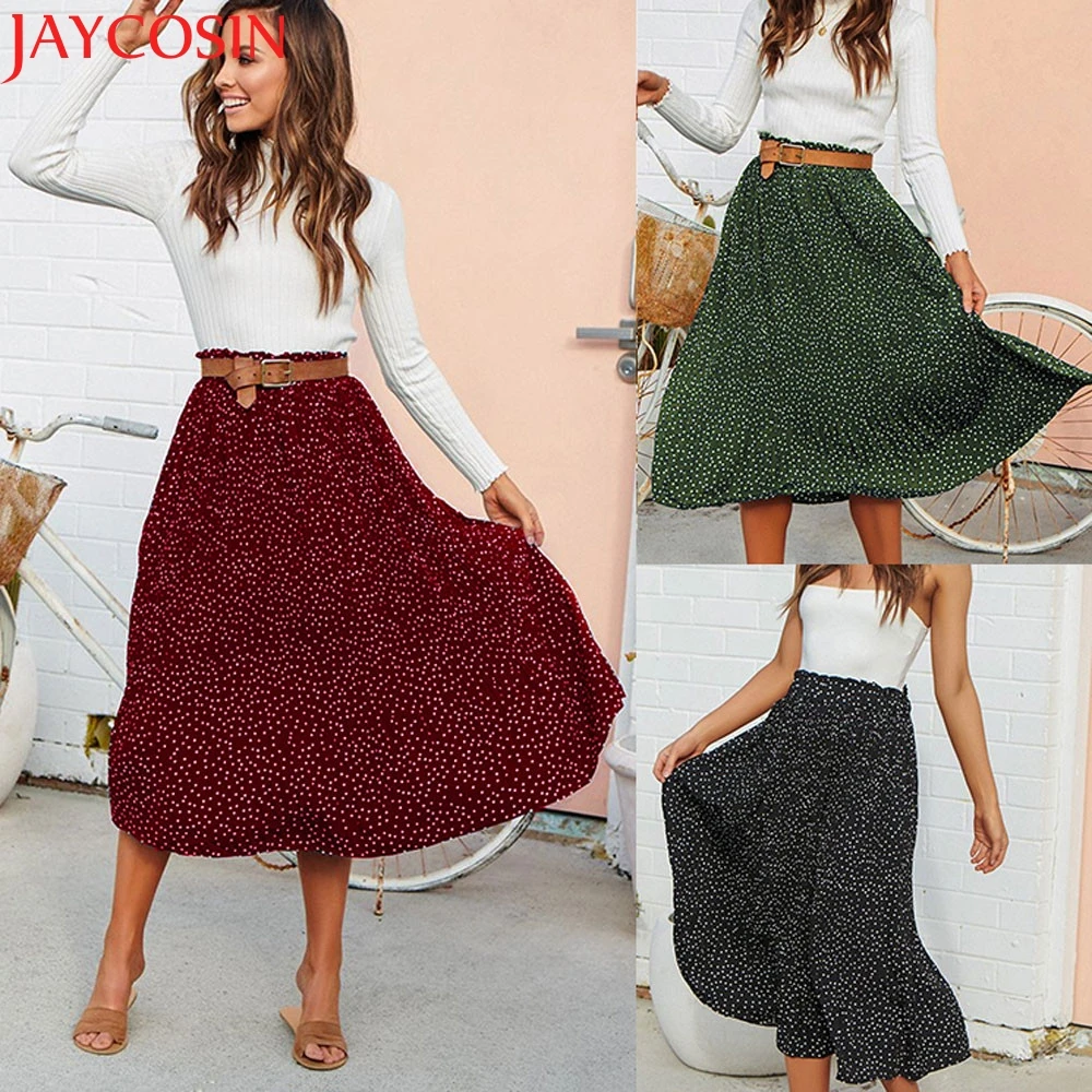 Женская плиссированная юбка в горошек KLV длинная макси стиле бохо для вечеринок