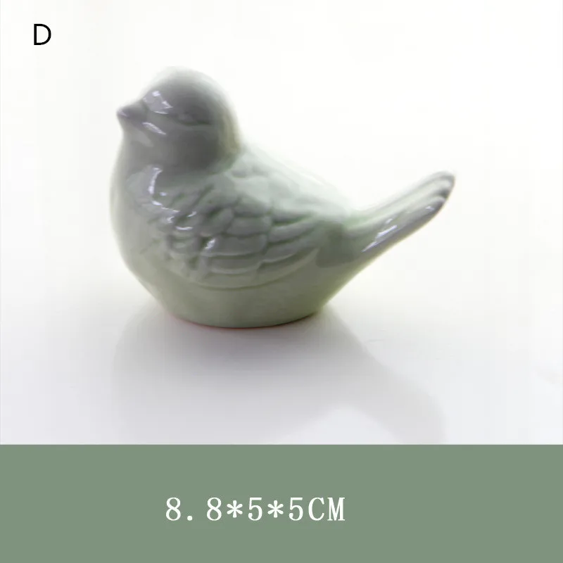 Green Нордическая керамика, фигурки птиц, украшения, синий, желтый, розовый, зеленый, птица, модель животного, миниатюрные украшения для сада, домашний подарок - Цвет: Green