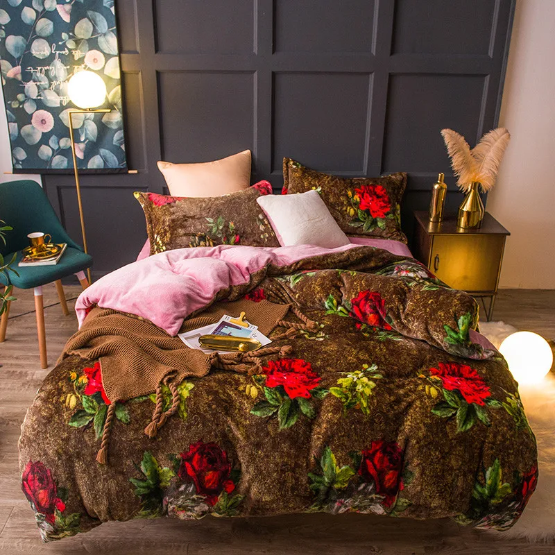 Флисовый теплый Твин Полный queen King size комплект постельного белья Подсолнух набор пододеяльников набор постельного белья простыня parure de lit ropa de cama