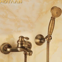 bathroom bath wall mounted hand held antique brass shower head kit shower faucet sets yt 5340