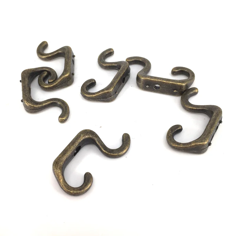 

10PCS Antique Brass Wall Hook Hat Coat Robe Hooks 21*34mm Single Hook Hangers