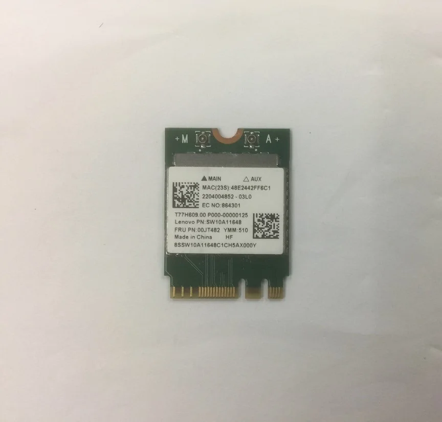 

Wireless Card For Realtek RTL8821AE 802.11AC NGFF Dual Band 433Mbps WiFi For Bluetooth 4.0 Card For IBM Lenovo FRU 00JT482