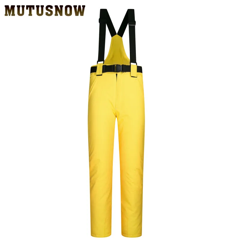 Yellow Женские горнолыжные штаны Новые Брендовые спортивные высококачественные брюки на подтяжках Мужская ветронепроницаемая Водонепроницаемая теплая зимняя сноубординга - Цвет: Yellow