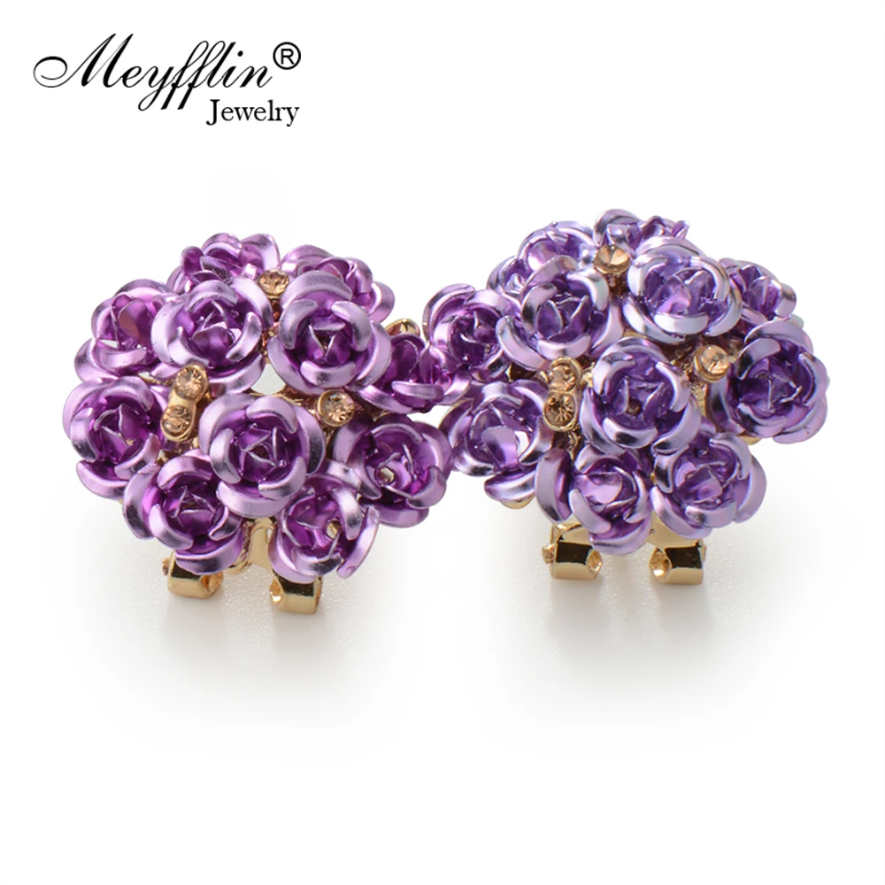 Женские серьги гвоздики Meyfflin золотистые с цветком и кристаллами 2021|fashion stud