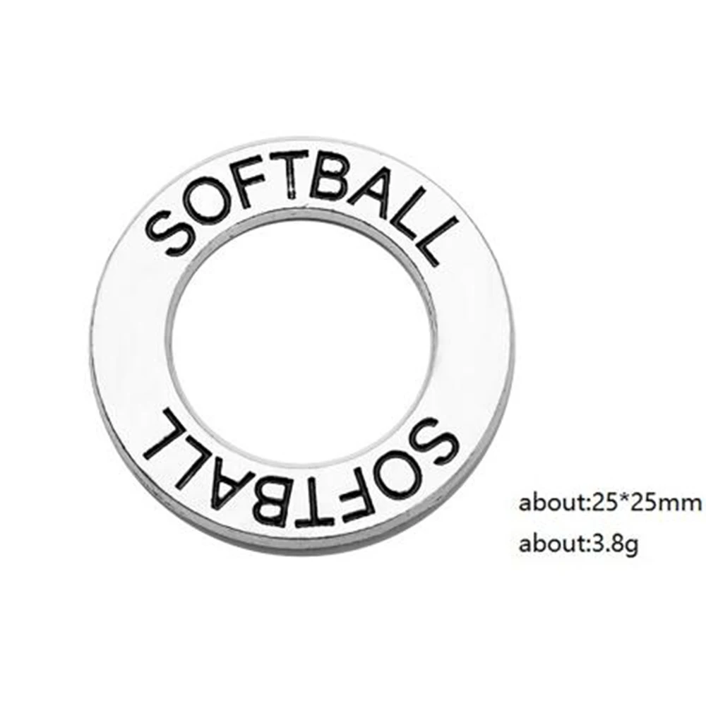 Новый софтбол Спорт Подвески слова гравировкой из металлического сплава