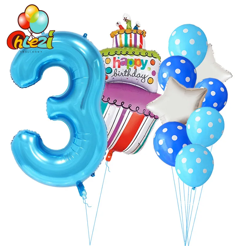 10 шт., для детского душа, 1, 2, 3, 4, 5, для дня рождения, Декор, 40 дюймов, номер, фольга, воздушные шарики, принадлежности для маленьких мальчиков, воздушные шарики для девочек, латексные гелиевые шары - Цвет: Blue 3st