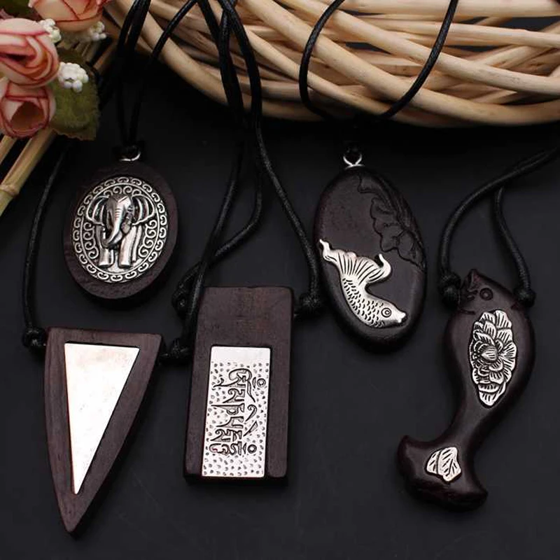 Оригинальное винтажное ожерелье на удачу со слоном лотосом рыбой тиэтаном