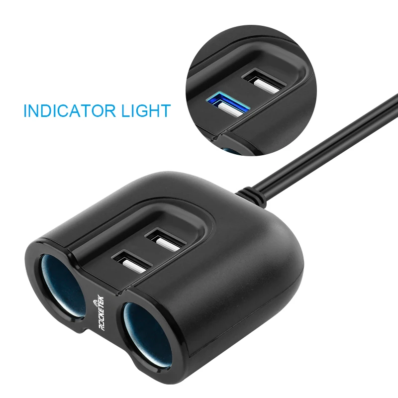 Автомобильное зарядное устройство Rocketek multi usb smart IC 2 USB 3A 2 гнезда прикуривателя аксессуары для Xiaomi LG Автомобильное зарядное устройство