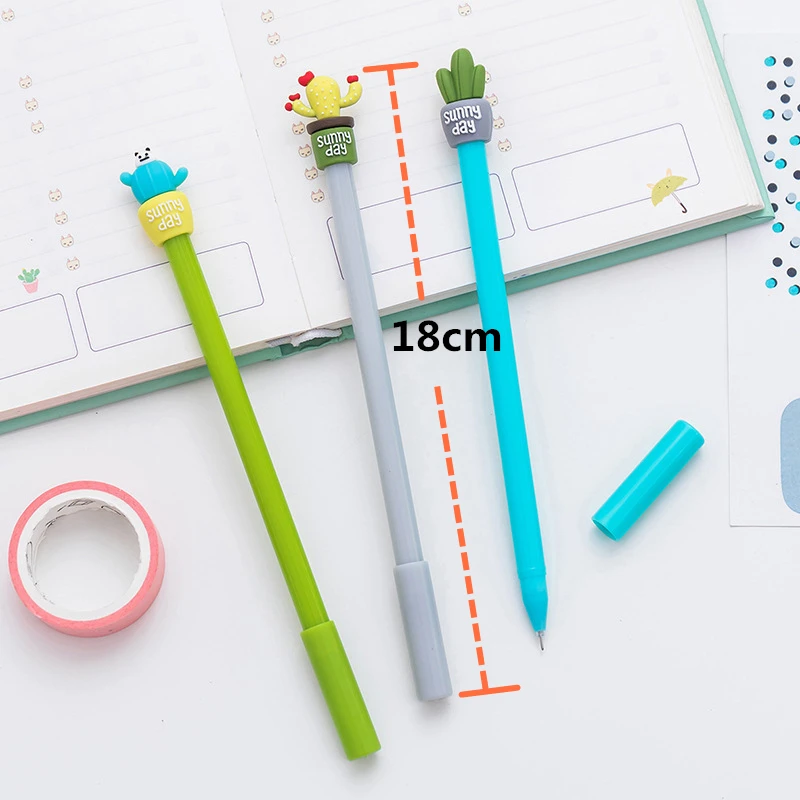 1 шт. гелевые ручки Кактус в горшке Мультяшные канцелярские принадлежности Милая