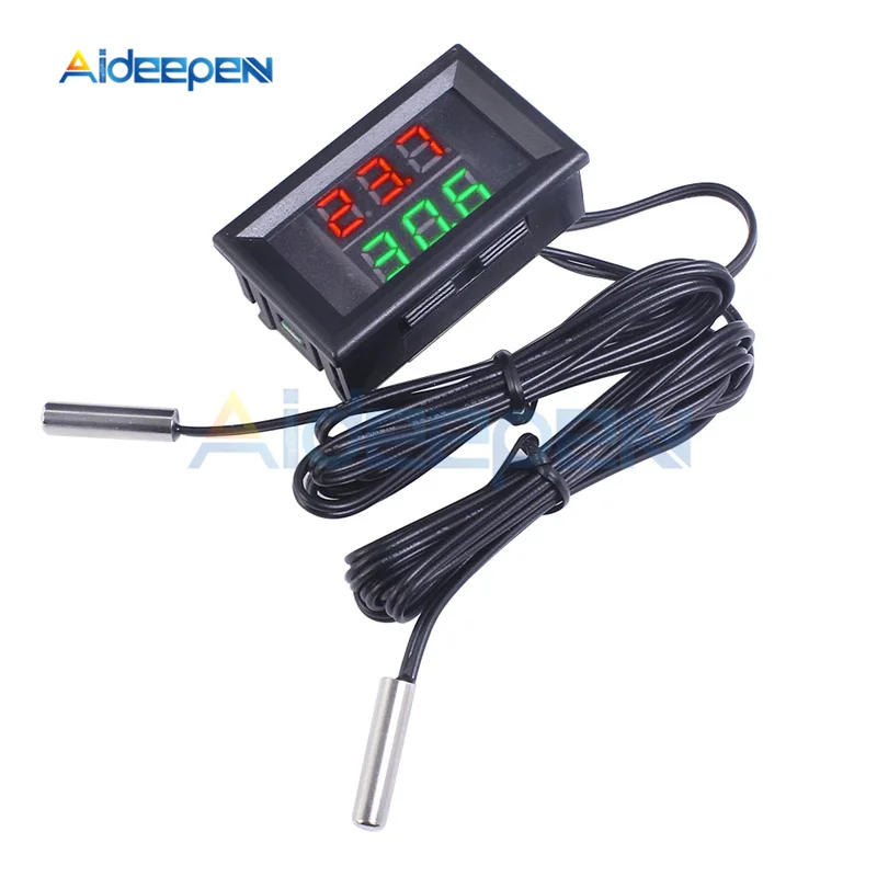 Мини DC 4 V-28 V 0,28 дюймов светодиодный цифровой термометр с двойным дисплеем w/NTC водонепроницаемый металлический датчик температуры тестер для внутреннего использования