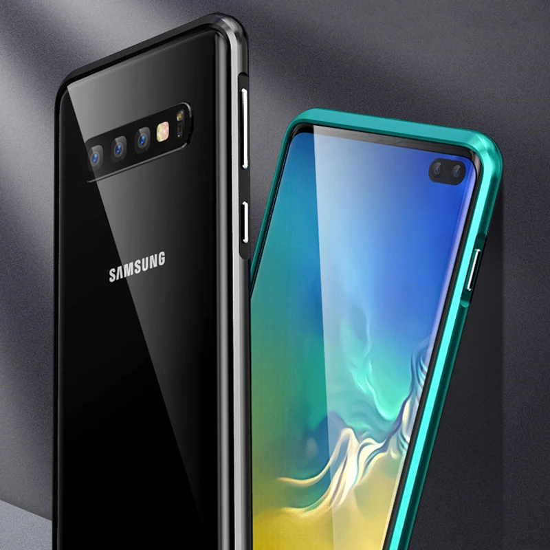 LUPHIE Curved Metal Bumper For Samsung Galaxy S10 Plus s10 Case Shockproof Aluminum Cover Protective Shell |