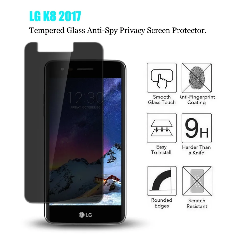 Закаленное защитное стекло 9H для LG K4 K7 K8 K10 2017 антишпионское 2018|Защитные стёкла и