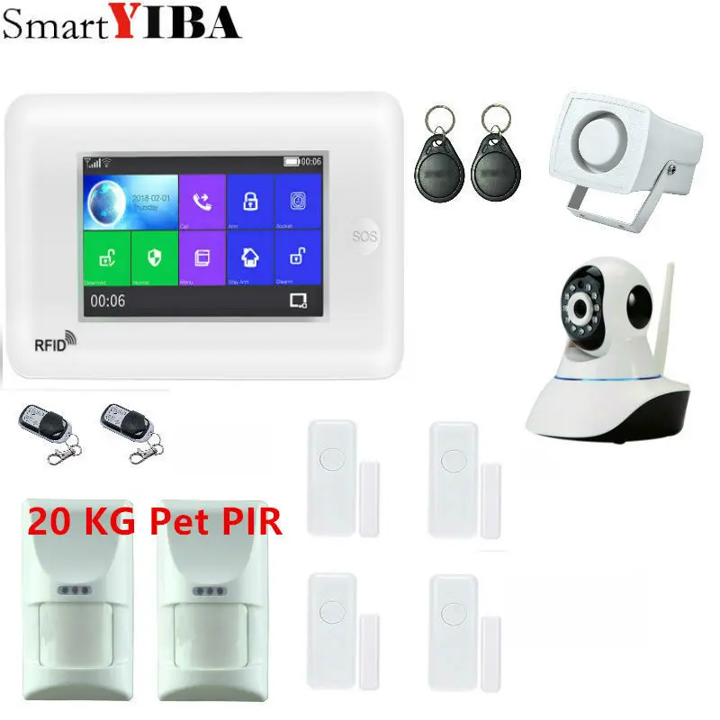 Система охранной сигнализации SmartYIBA Wi Fi GSM сенсорный экран 4 3 дюйма с IP