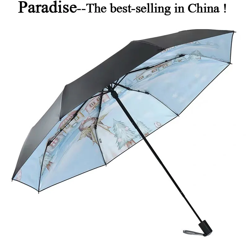 Зонт от солнца женский складной Модный солнцезащитный с ангелом для девушек