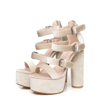 

BONJEAN Super High Thick Heels Woman Sandal Summer Fashion Open Toe Cutouts Gladiator Shoes Runway Party Dress Heels Black Pink