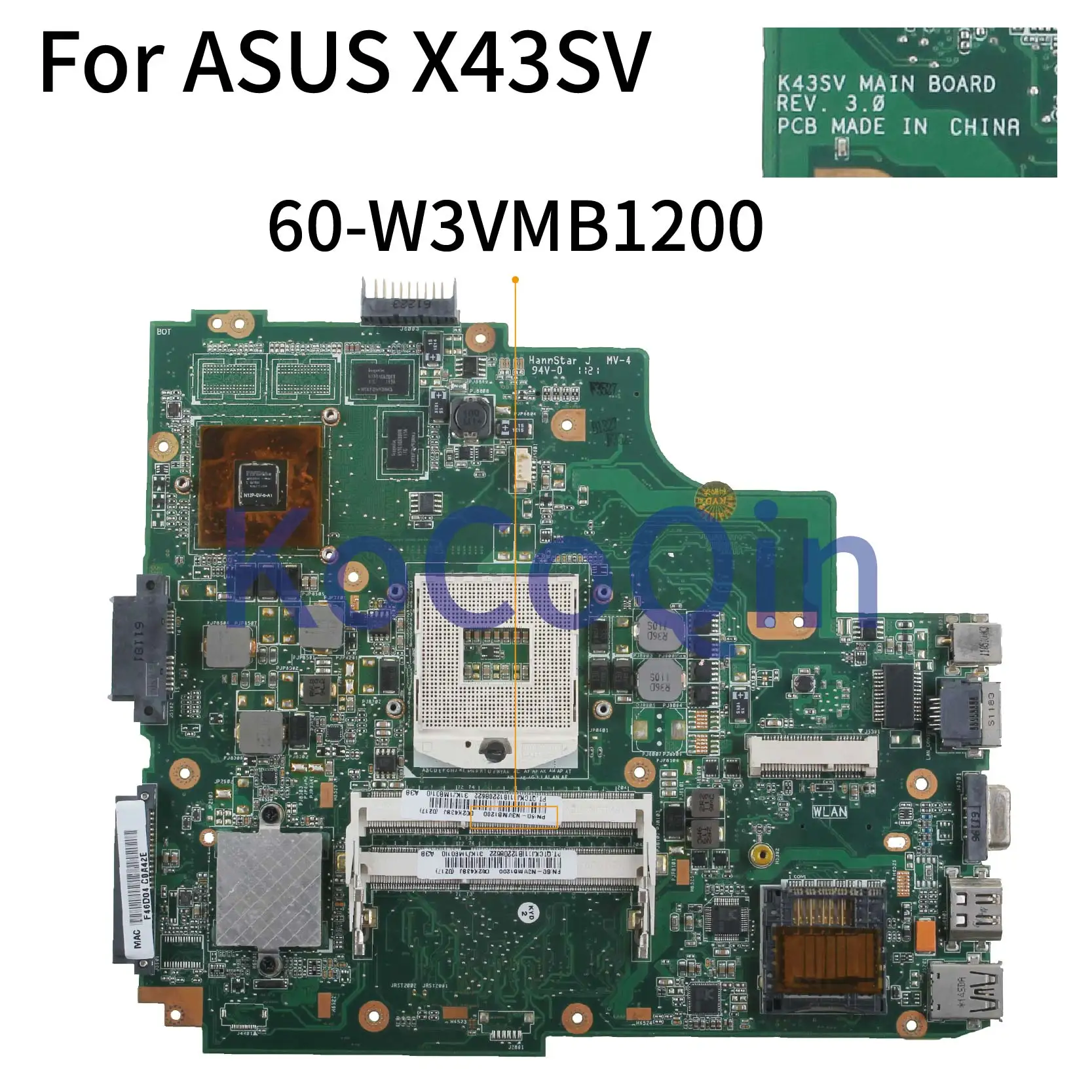   KoCoQin   ASUS K43SV A43S X43S P43S 60-W3VMB1200 REV.3.0,  
