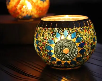 2017 European Retro Mosaic glass candle holders romantic candlelight dinner candles cup furnishing articles | Дом и сад